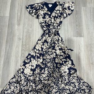 Floral Maxi Dress in Navy and Cream